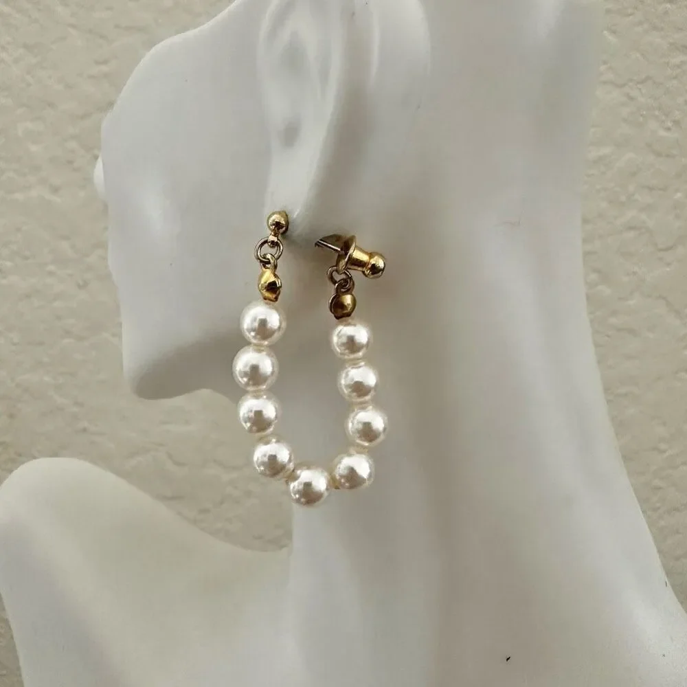 Faux pearl hoop earrings